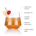 Raye™ Angled Crystal Lowball Cocktail Glasses - 39 North CO 
