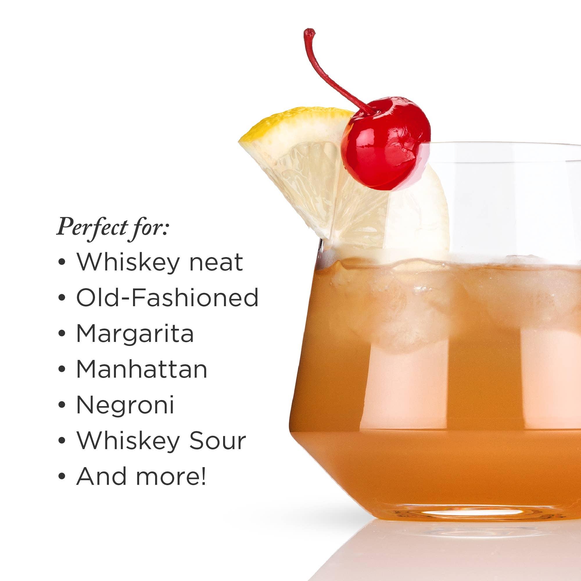 Raye™ Angled Crystal Lowball Cocktail Glasses - 39 North CO 