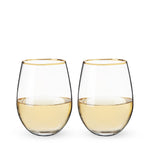 Twine Gilded Stemless Wine Glasses, Gold Rim