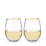 Twine Gilded Stemless Wine Glasses, Gold Rim