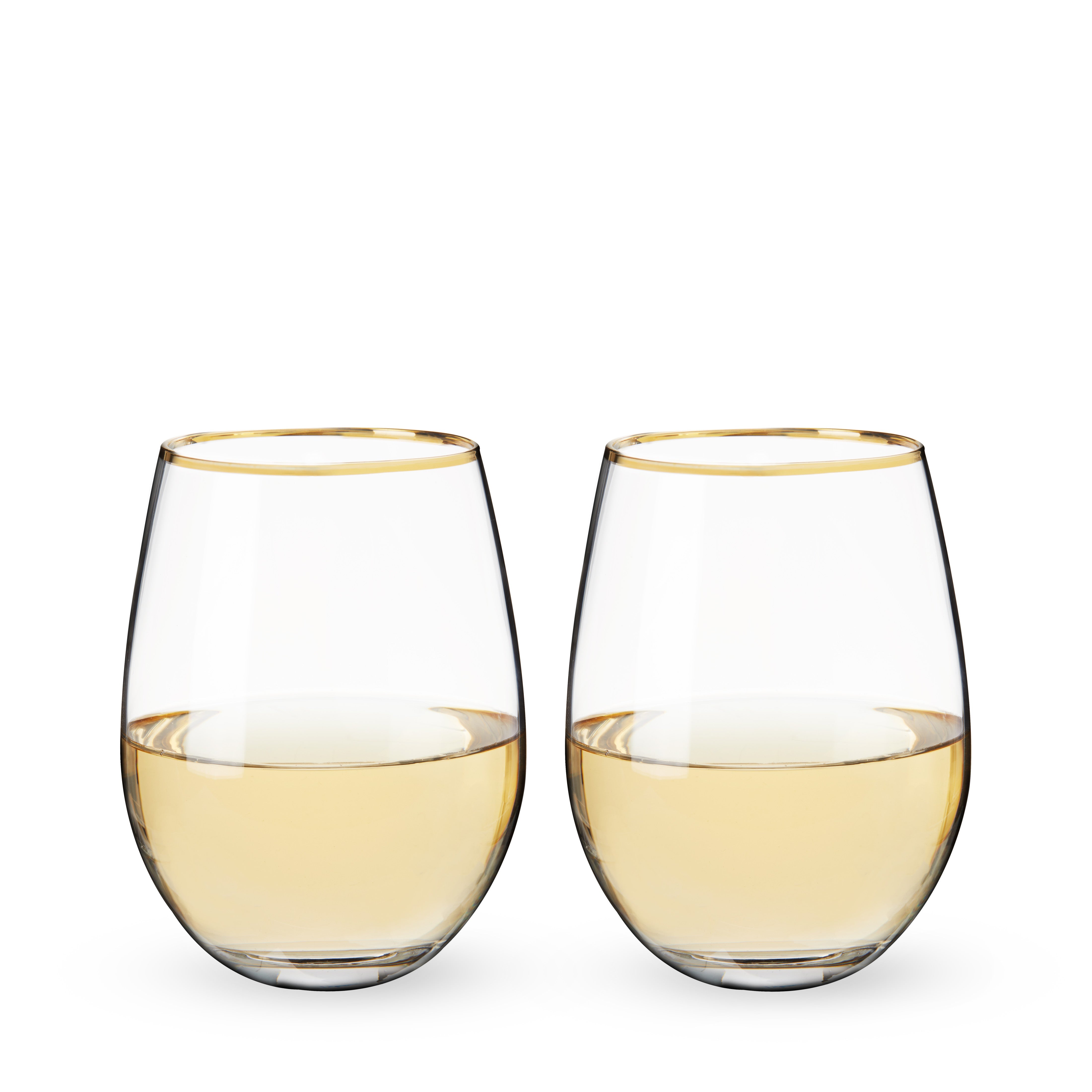 Twine Gilded Stemless Wine Glasses, Gold Rim