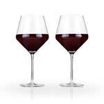 Viski Raye Angled Crystal Burgundy Wine Glasses, set of 2