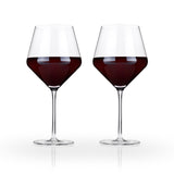 Viski Raye Angled Crystal Burgundy Wine Glasses, set of 2
