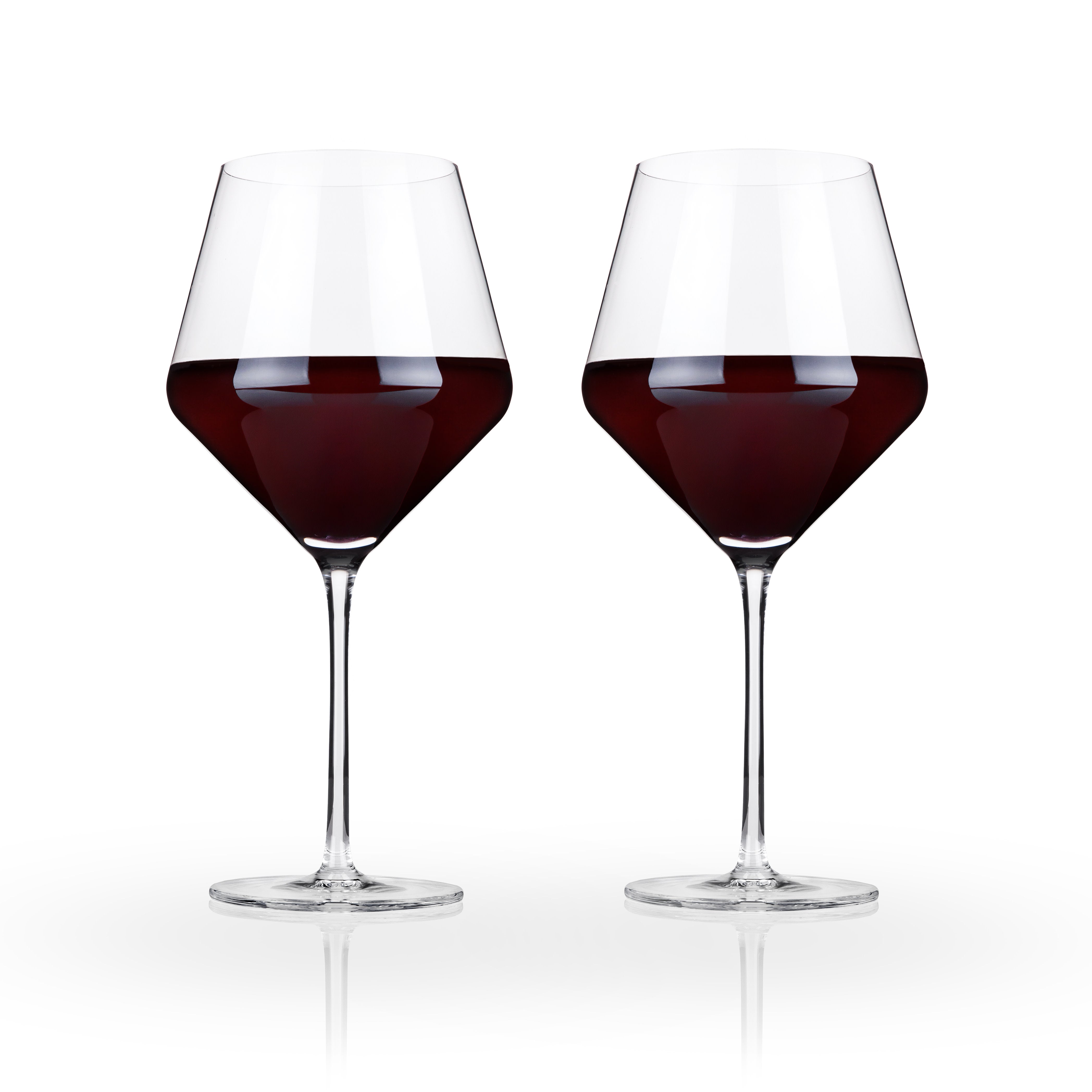 Viski Raye Angled Crystal Burgundy Wine Glasses, set of 2