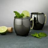 Black & Gold Moscow Mule Mugs, Set of 2, 16 oz