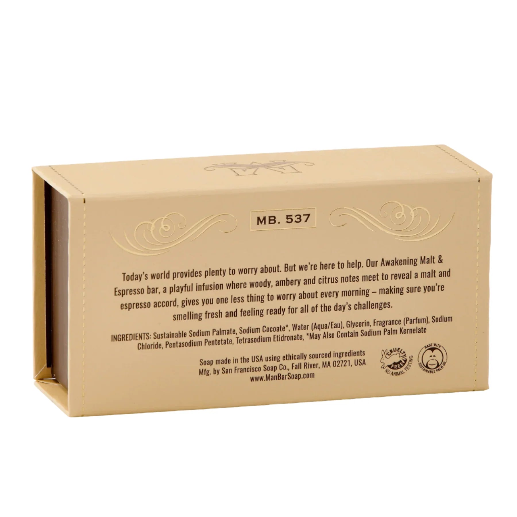Man Bar Malt & Espresso box, back panel