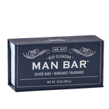 Man Bar 10 oz bar soap in Silver Sage & Bergamot, navy gift box