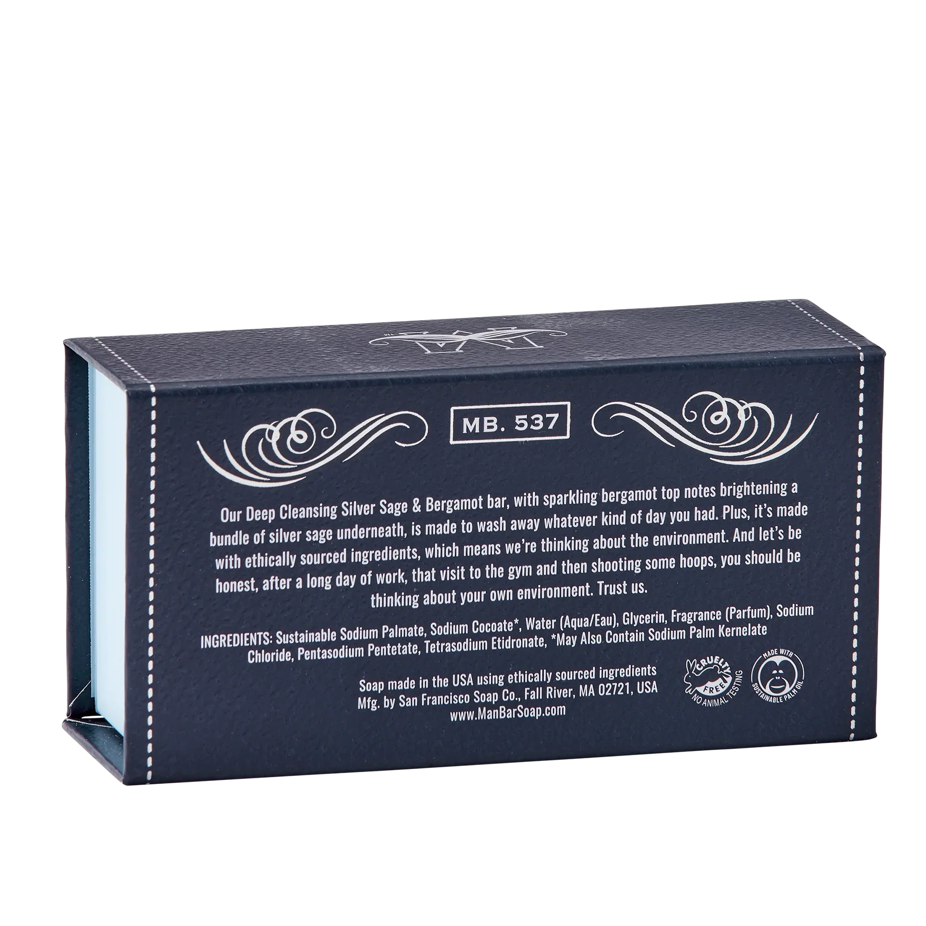 Man Bar Silver Sage & Bergamot box, back panel