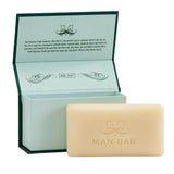 Man Bar Siberian Fir box open showing the 10 oz soap bar