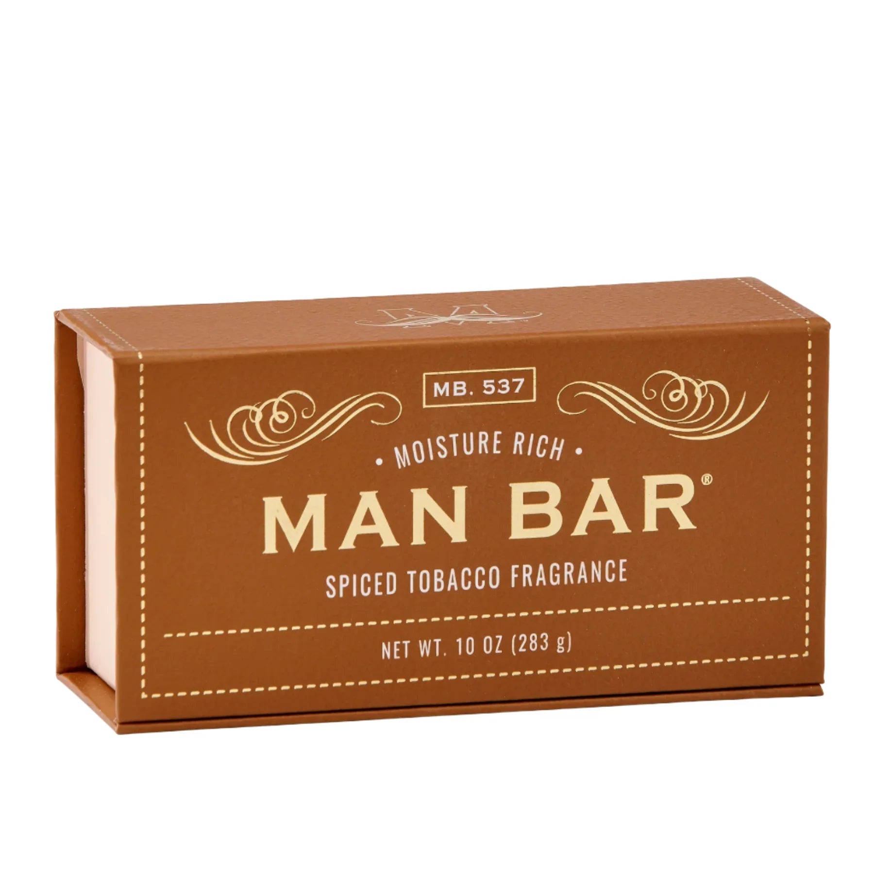 Man Bar 10 oz bar soap in Spiced Tobacco, copper gift box