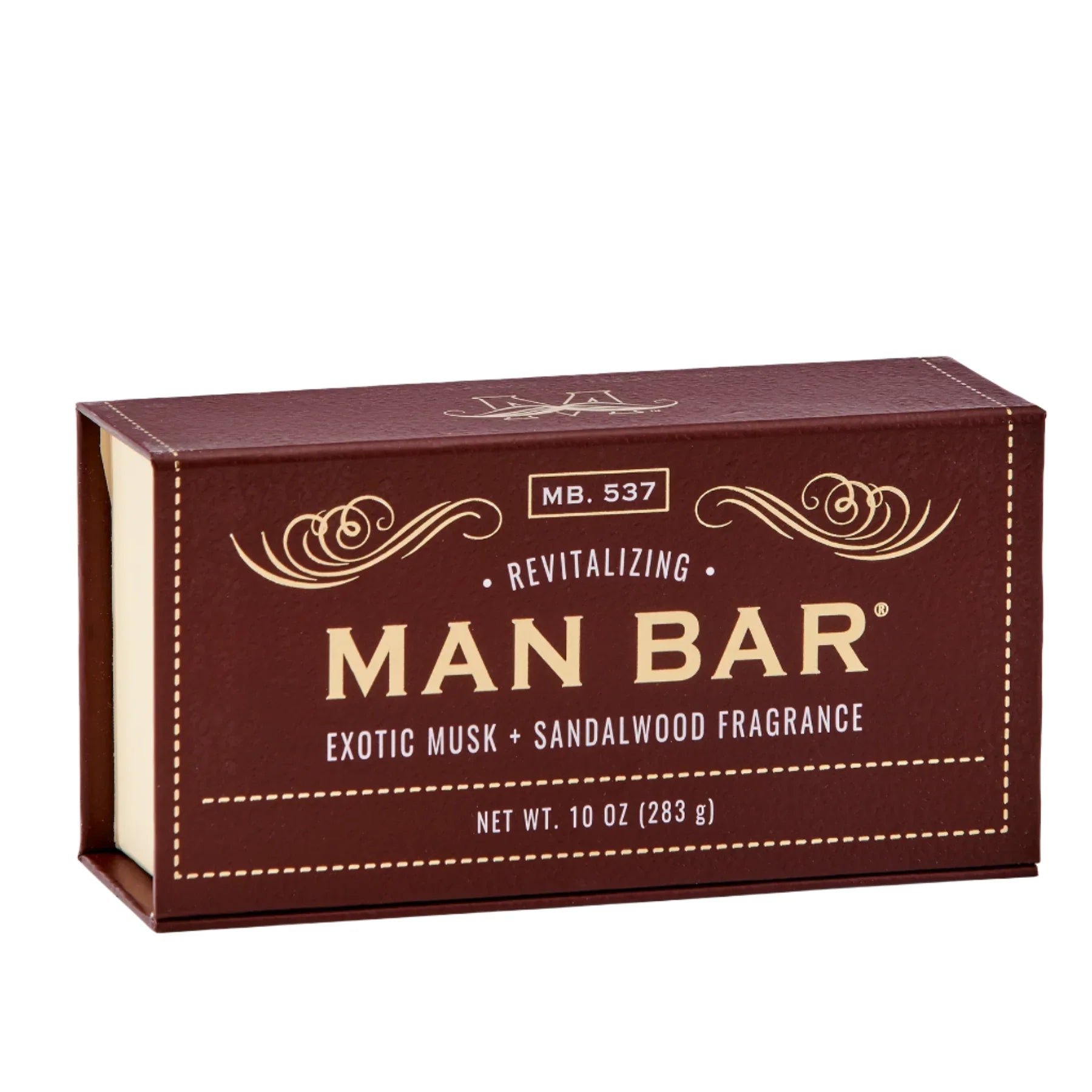 Man Bar 10 oz bar soap in Exotic Musk & Sandalwood, burgundy gift box