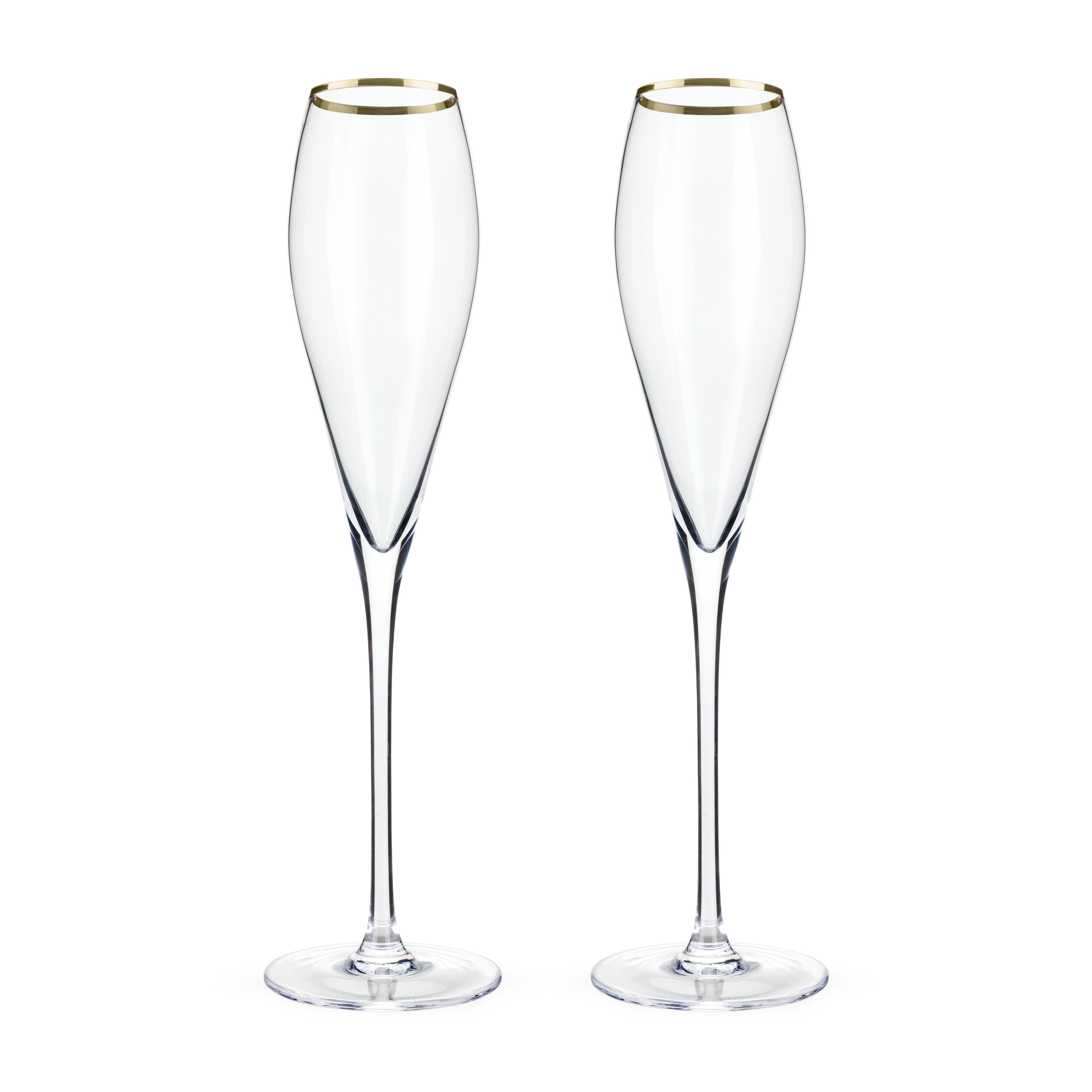 Viski Gold-Rimmed Crystal Champagne Flutes