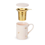 Pinky Up Annette Honeycomb Ceramic Tea Infuser Mug, 12 oz