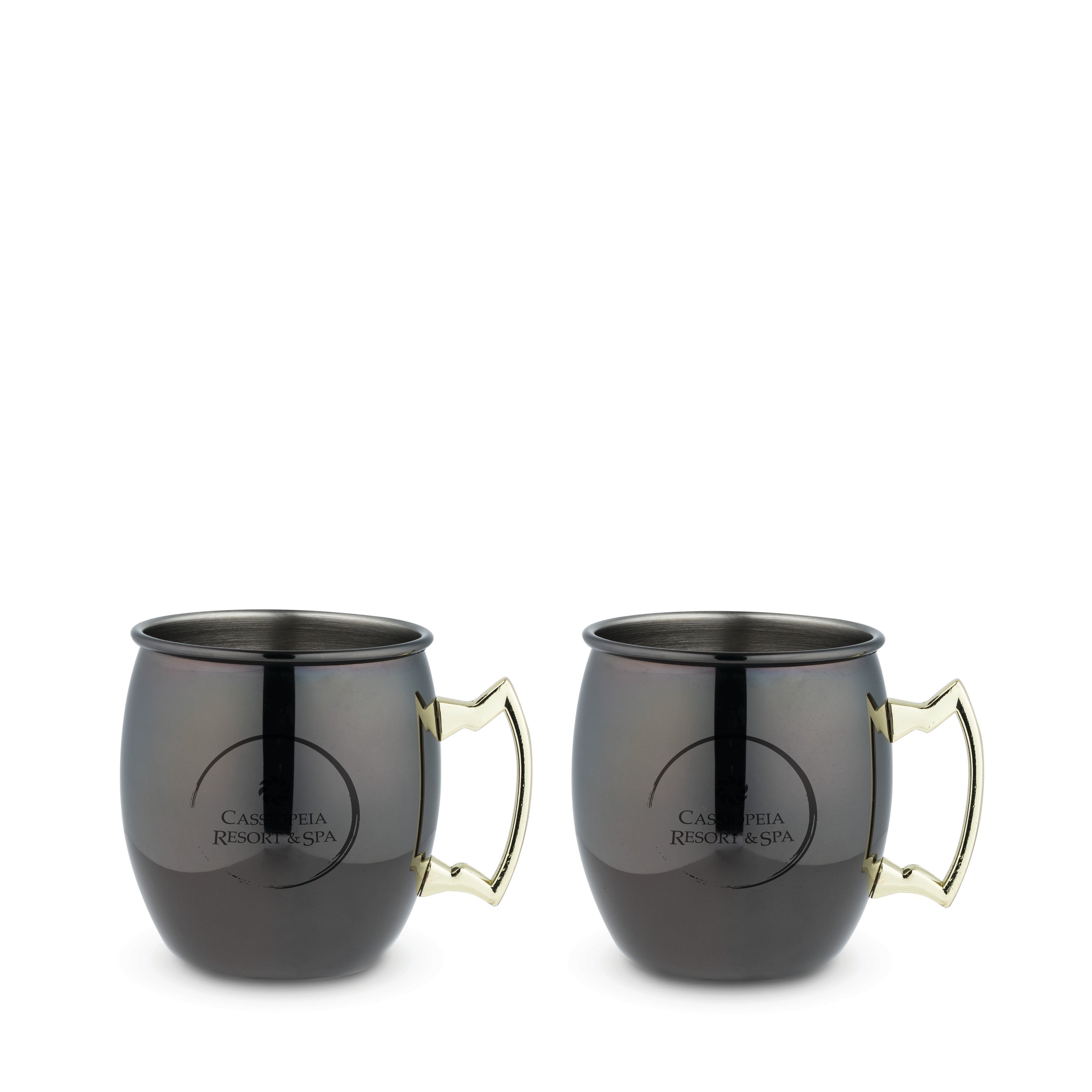 Black & Gold Moscow Mule Mugs, Set of 2, 16 oz