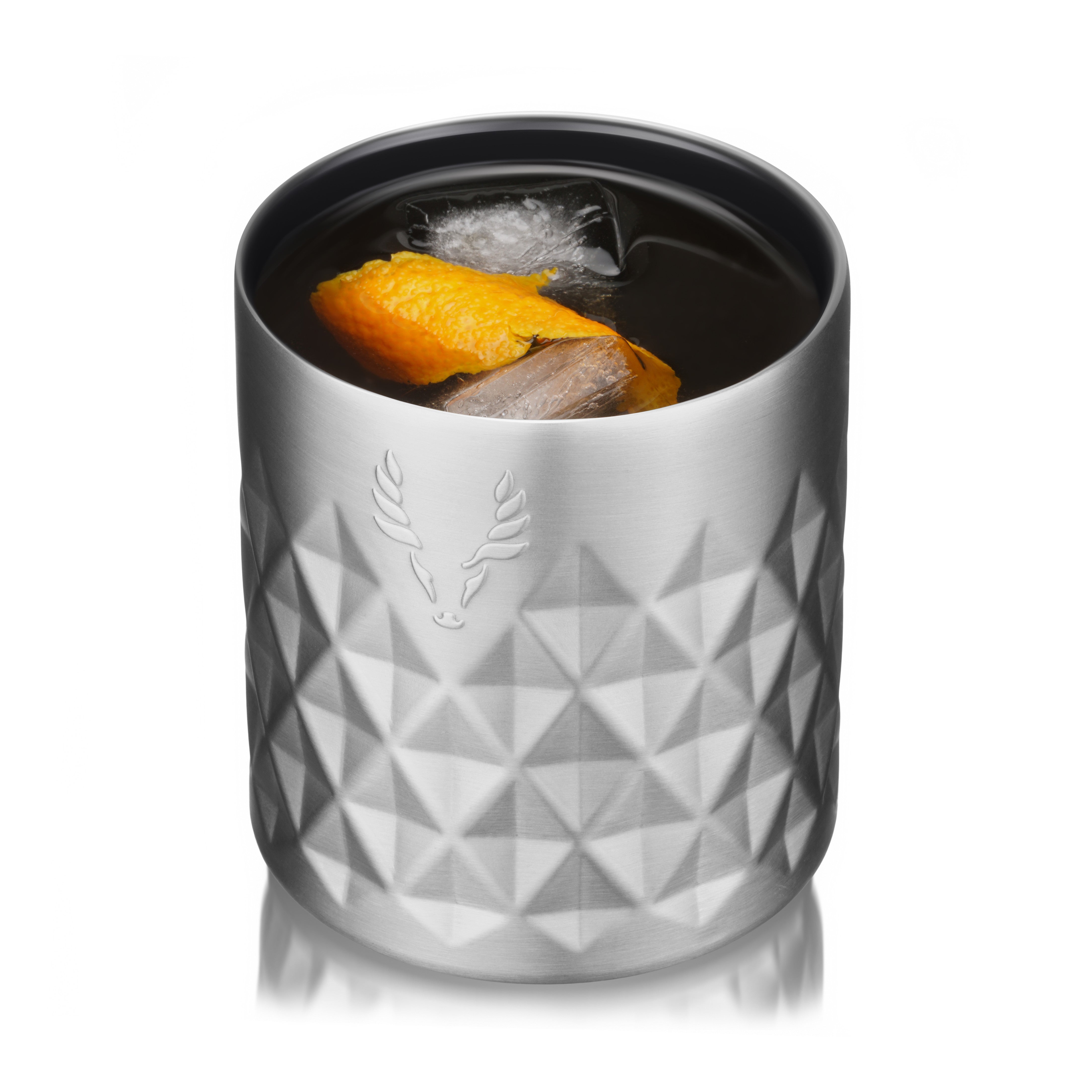 Viski Paragon Stainless Steel Rocks Tumbler, Platinum