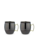 Black & Gold Moscow Mule Mugs, Set of 2, 16 oz