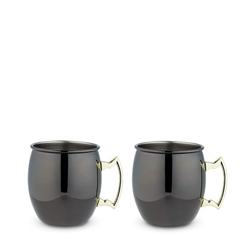 Black & Gold Moscow Mule Mugs, Set of 2, 16 oz