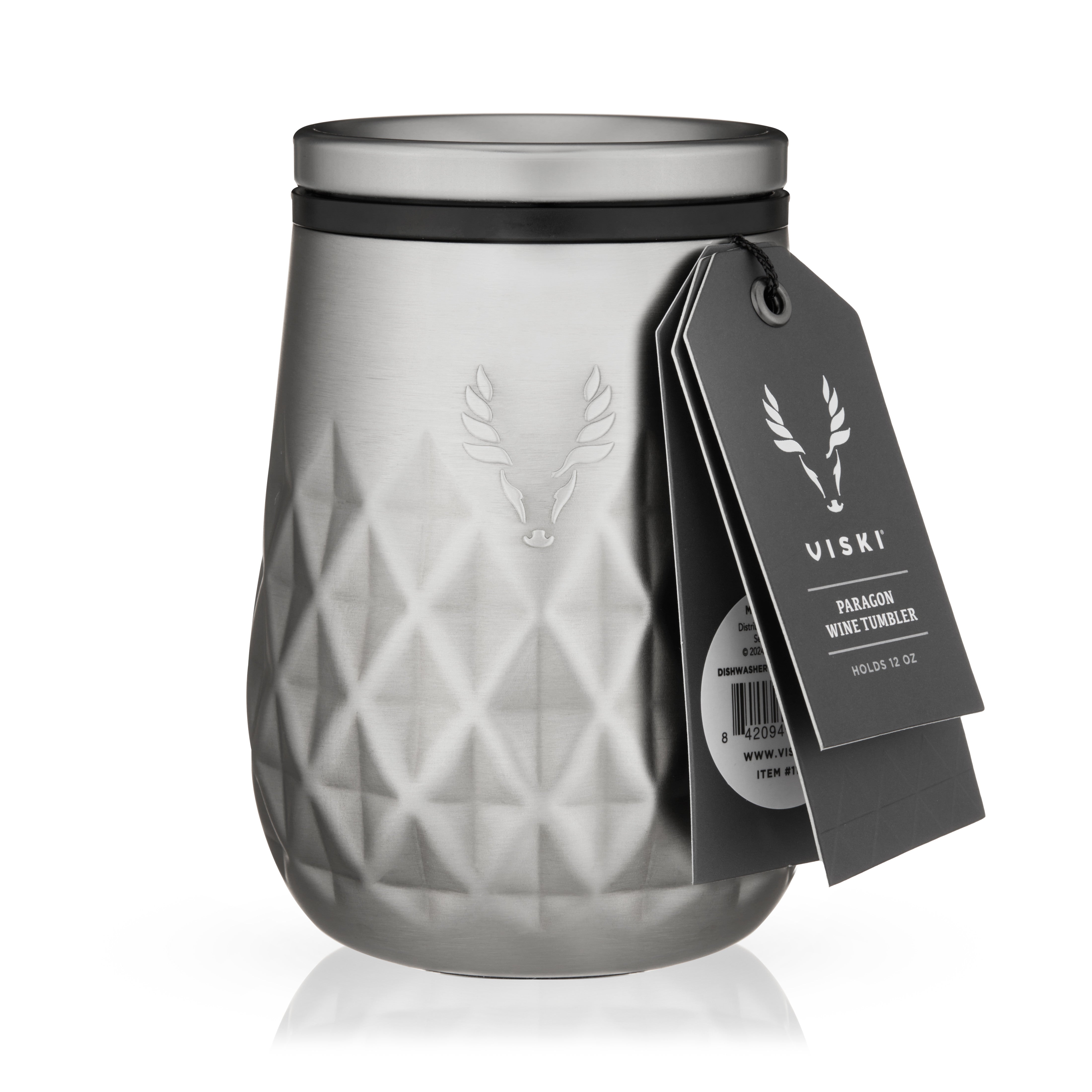 Viski Paragon Stainless Steel Wine Tumbler, Platinum