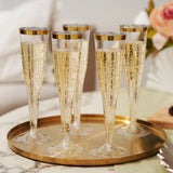 True Gold-Rimmed Plastic Champagne Flutes
