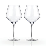 Viski Raye Angled Crystal Burgundy Wine Glasses, Lead-Free Crystal, Set of 2, 21 oz