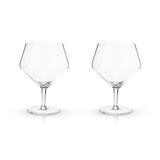 Viski Raye Angled Crystal Gin & Tonic Glasses, Lead-Free Crystal, Set of 2, 14 oz