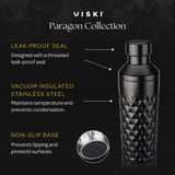 Viski Paragon Stainless Steel Cocktail Shaker, Obsidian