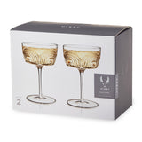 Viski Beau Crystal Cocktail Coupes, Art Deco Lead-Free Crystal, Set of 2, 7.5 oz