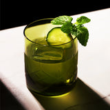 Green Crystal Rocks Glass Set – Hand-Cut Lead-Free Whiskey Tumblers (Set of 2)