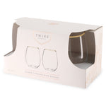Twine Gilded Stemless Wine Glasses, Gold Rim