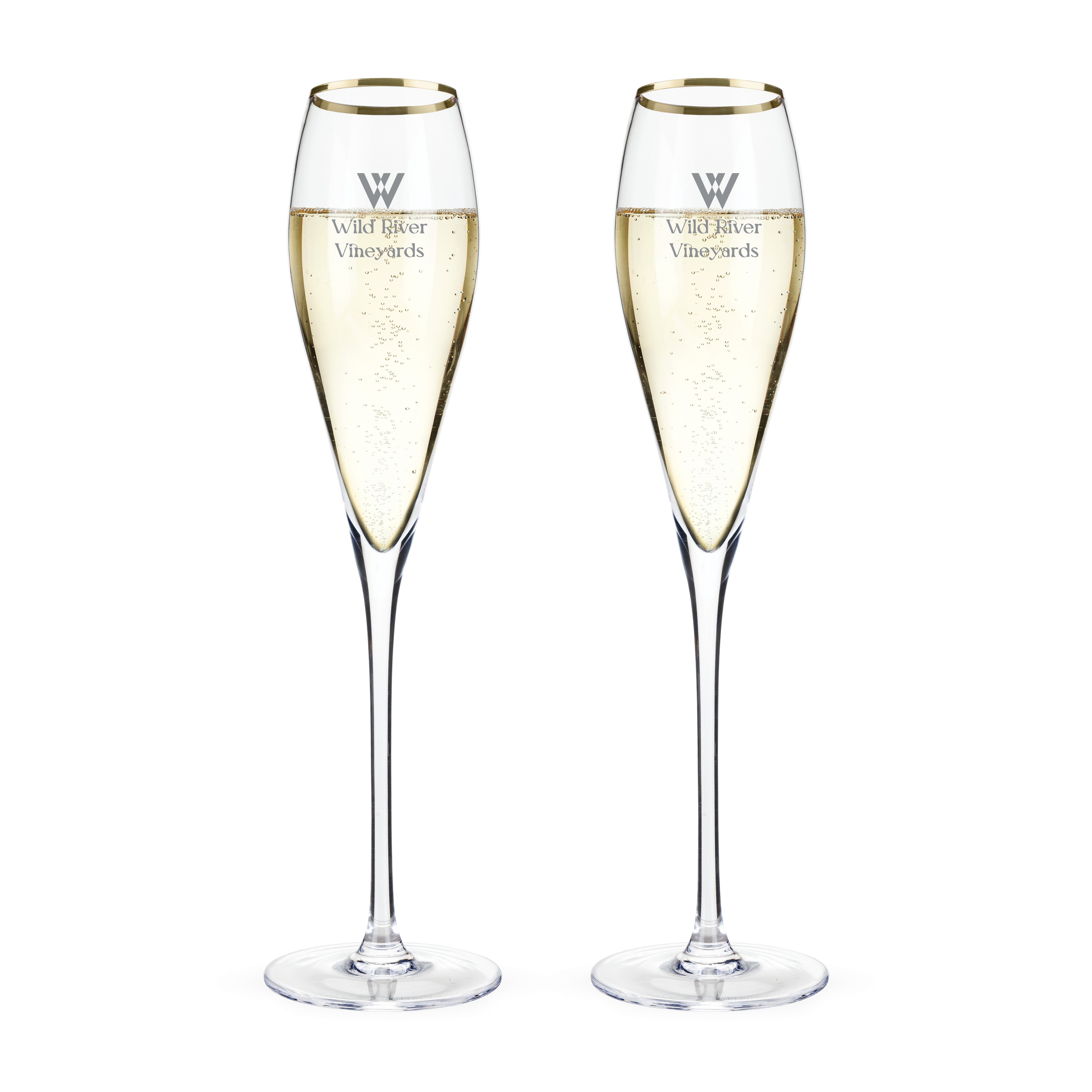 Viski Gold-Rimmed Crystal Champagne Flutes