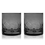 Smoke Gray Crystal Rocks Glass Set – Lead-Free Whiskey Tumblers (Set of 2)