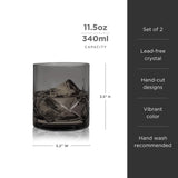 Smoke Gray Crystal Rocks Glass Set – Lead-Free Whiskey Tumblers (Set of 2)