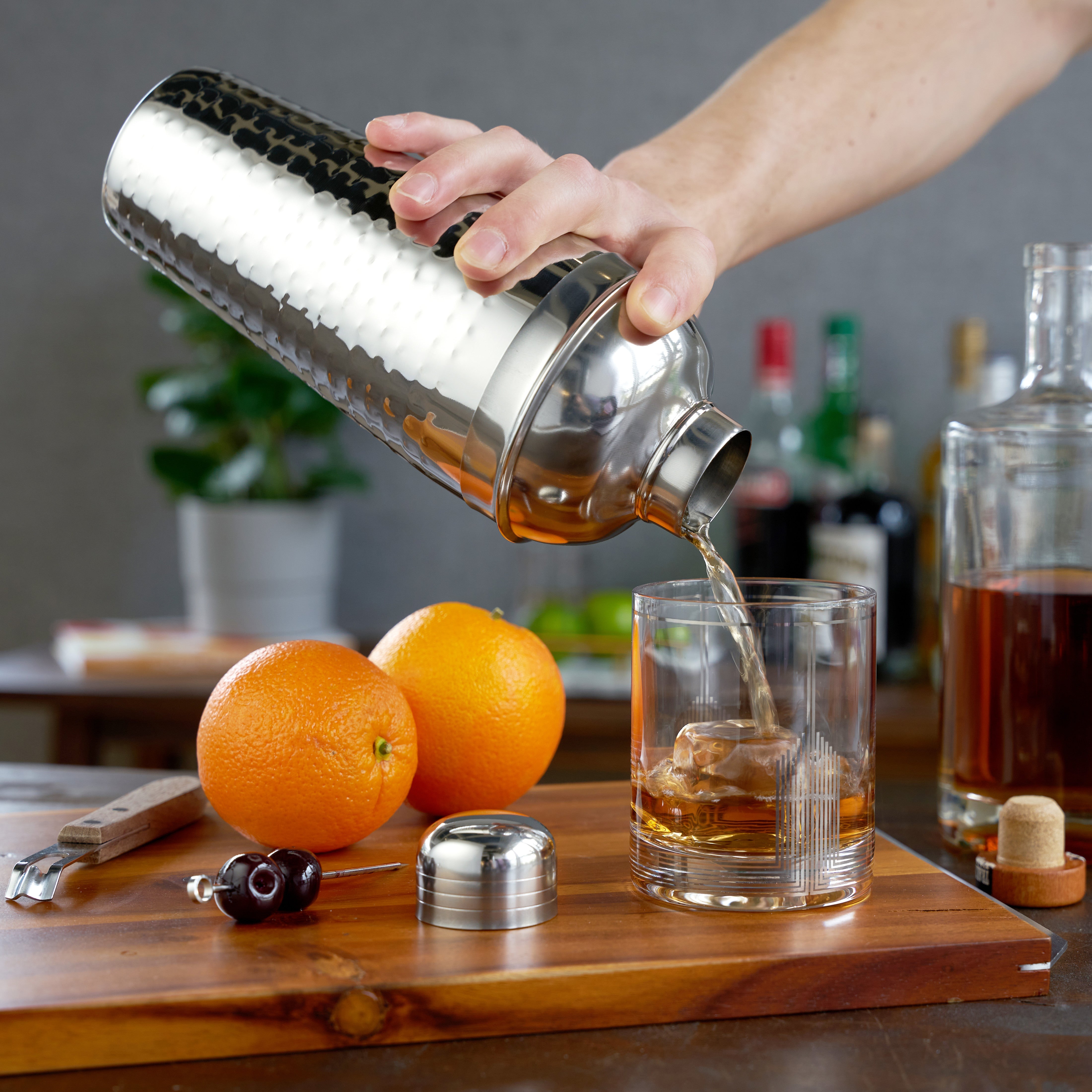 Viski Irving Hammered Stainless Steel Cocktail Shaker