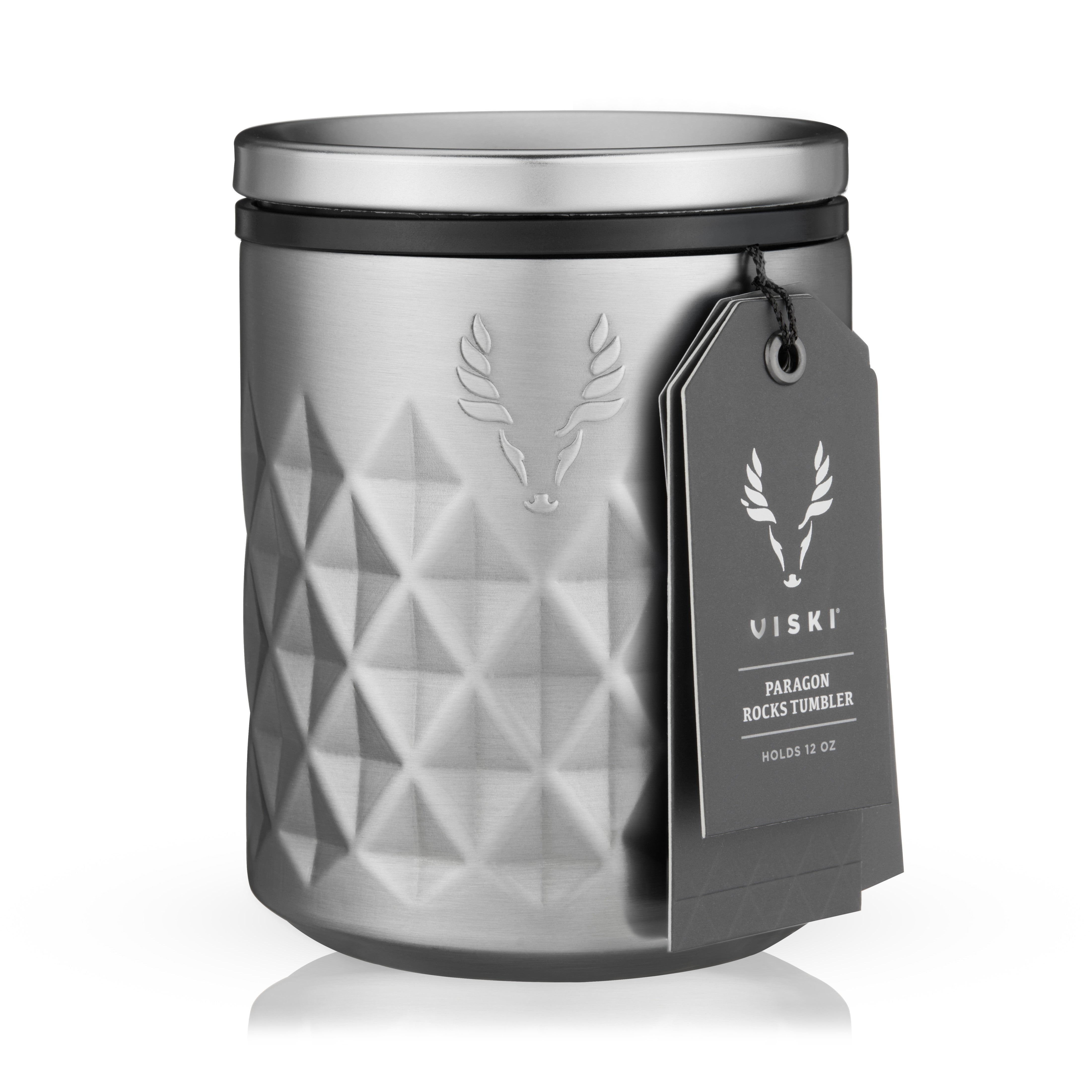 Viski Paragon Stainless Steel Rocks Tumbler, Platinum