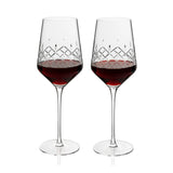 Hand-Etched Crystal Wine Glass Set – 19 oz Lead-Free Wine Glasses (Set of 2)